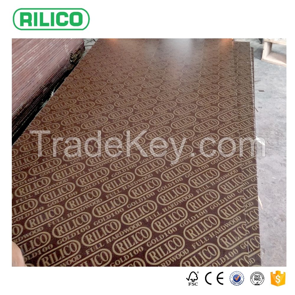Guaranteed 15 times RILICO gold shuttering plywood with brown film