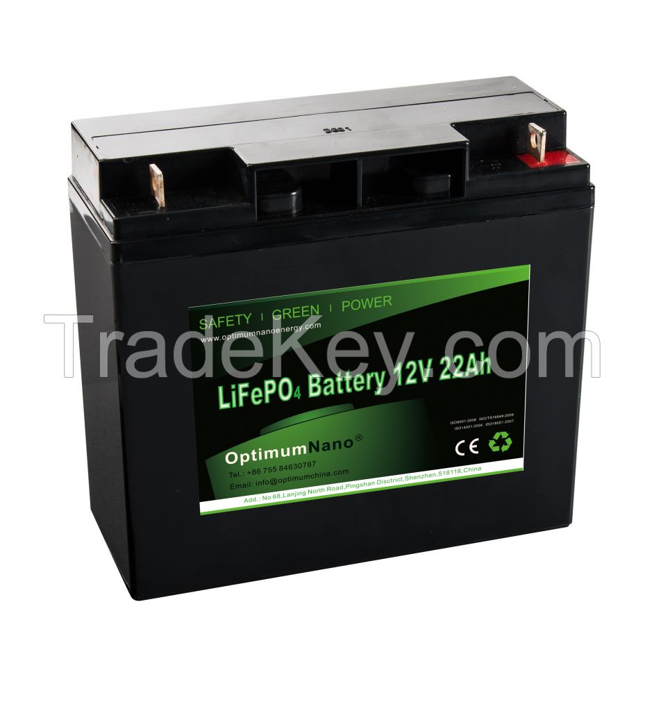 Optimumnano sealed 12v 18ah li-iron battery for golf cart