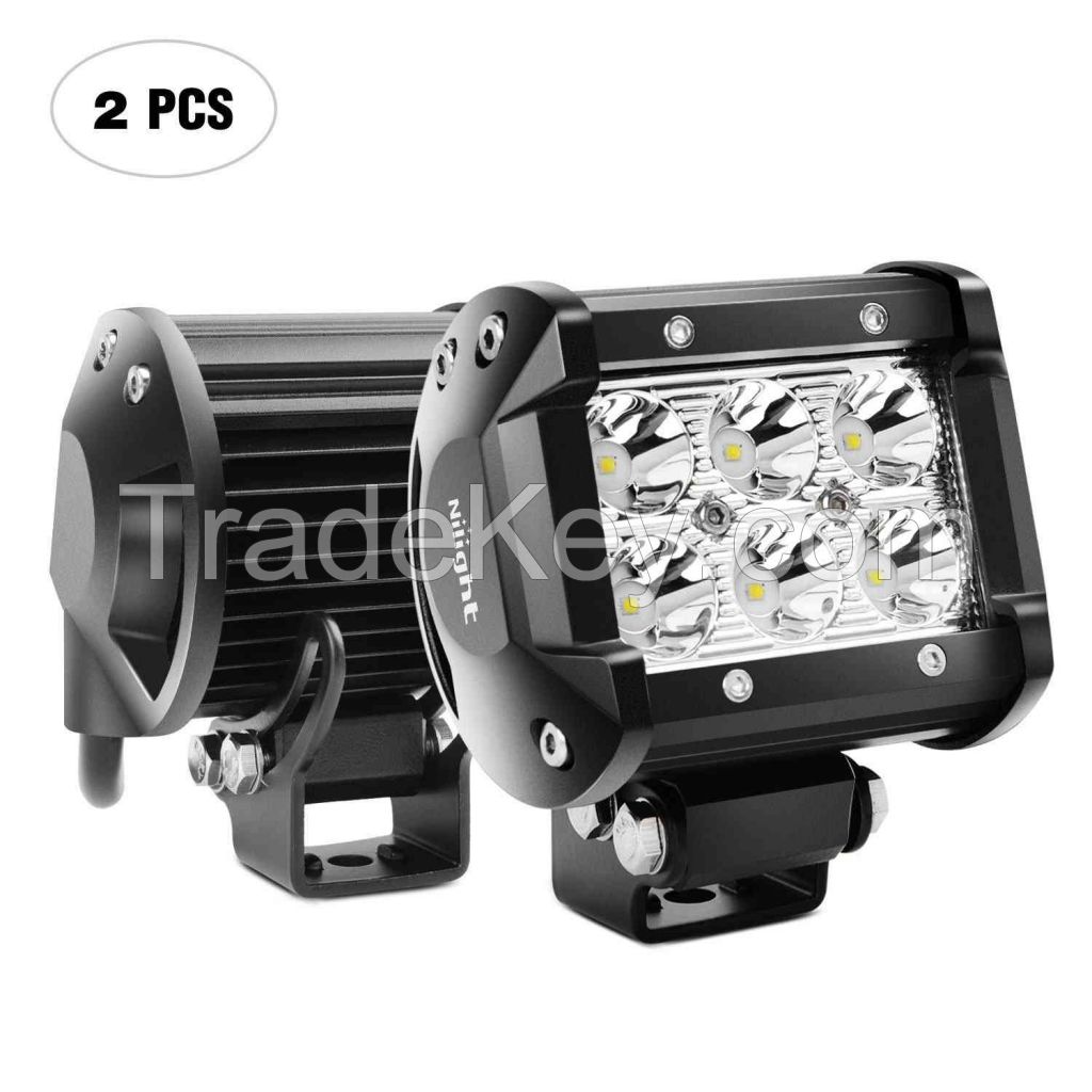 18W 1260lm Spot Driving Fog Light off Road LED Lights Bar Mounting Bracket for SUV Boat