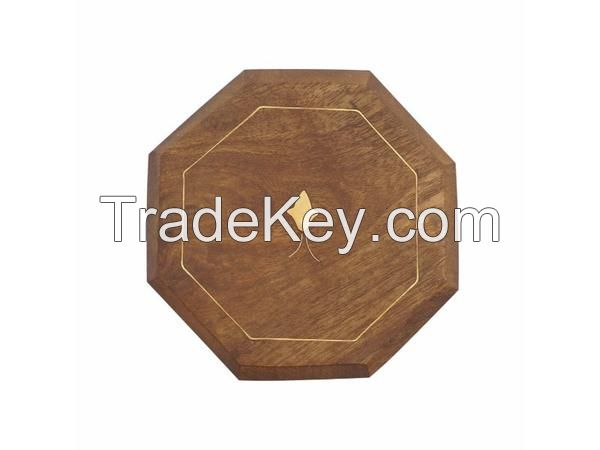 Wooden Coasters with Brass Inlay, Set of 6 - Artisanal Creations