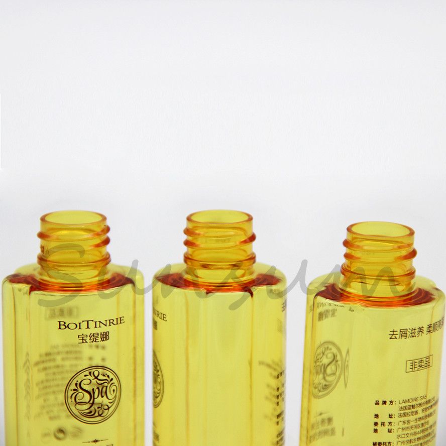 Amber travel PET plastic bottle for hair care