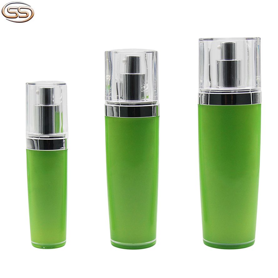 Series Green Color Acrylic Bottle With Silver Pump