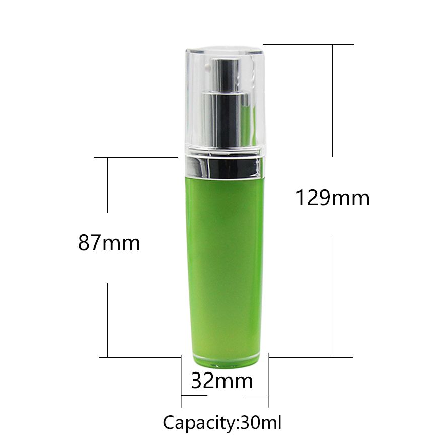 Series green color acrylic bottle with silver pump