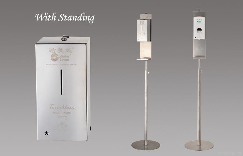 Automatic stainless steel soap dispenser, foam sanitizer dispenser with floor stand