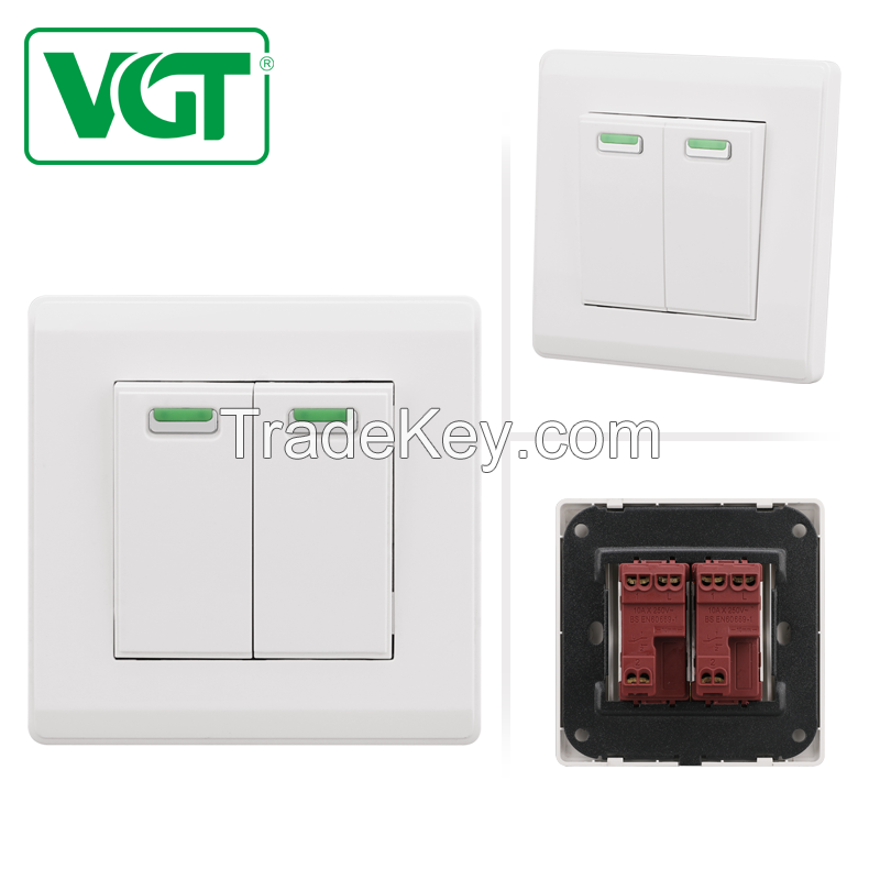 wall socket factory PC 2GANG 1WAY WALL SWITCH