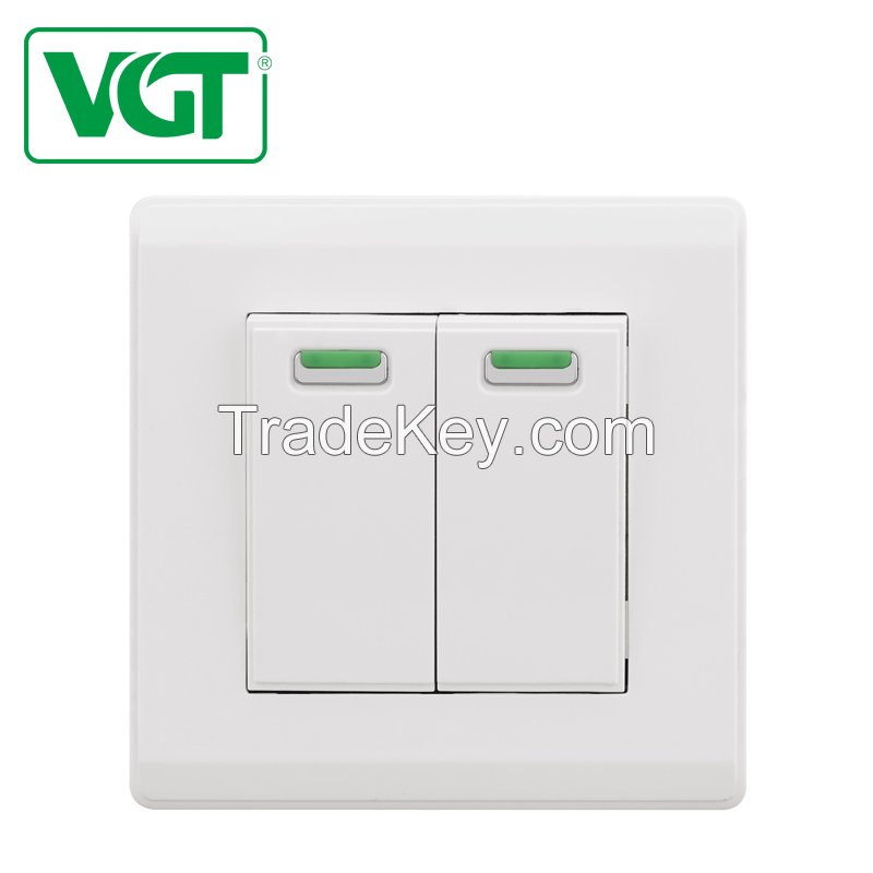 wall socket factory PC 2GANG 1WAY WALL SWITCH