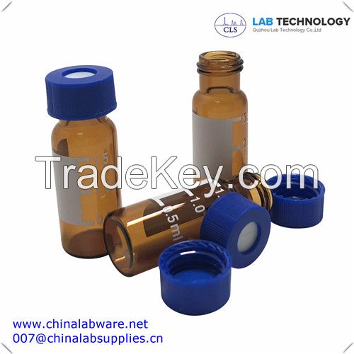 9mm Screw Amber HPLC  Vials China with Write on Patch