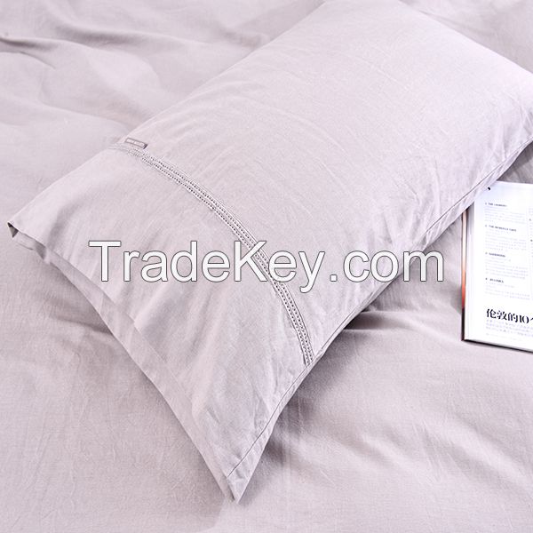 embroidered 100% linen duvet cover set