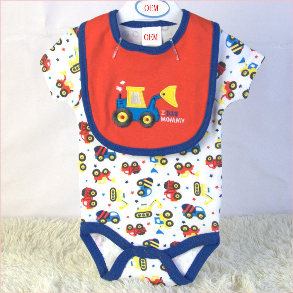 baby set infant bodysuit and bib 2 piece set china baby garment factory