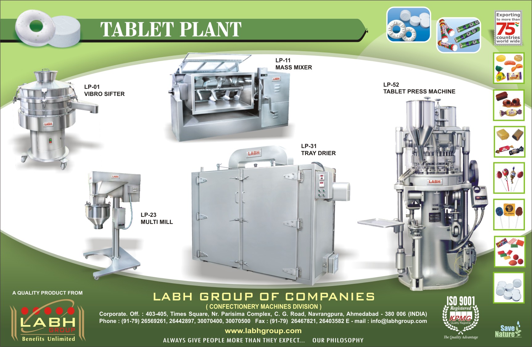 Tablet manufacturing plant