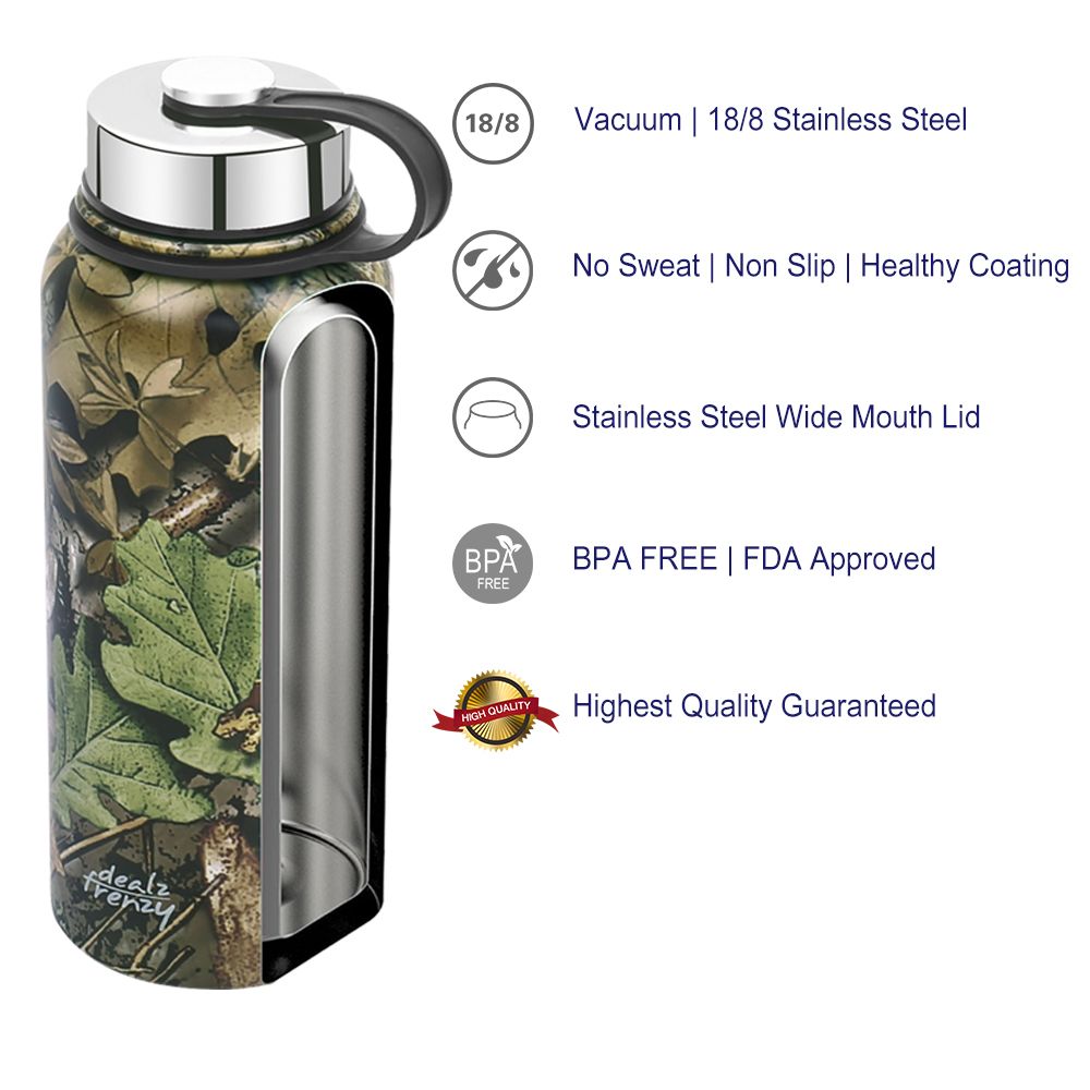 Stainless Steel Insulated Water Bottle, 32 oz Double Wall Vacuum Insulated Wide Mouth Thermos Flask for Hot &amp;amp; Cold Drinks, Leak &amp;amp; Sweat Proof, Metal Bottle with BPA Free Cap