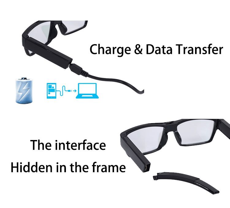 Video Record Camera Glasses Invisible Camera Body Wearable Camera Glasses Sports Camera Glasses