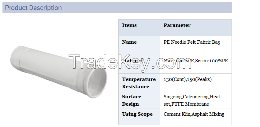 Nowoven Polyester PE Needle Felt Dust Filter Bag/Filter Sleeve for Baghouse Cement Filtration