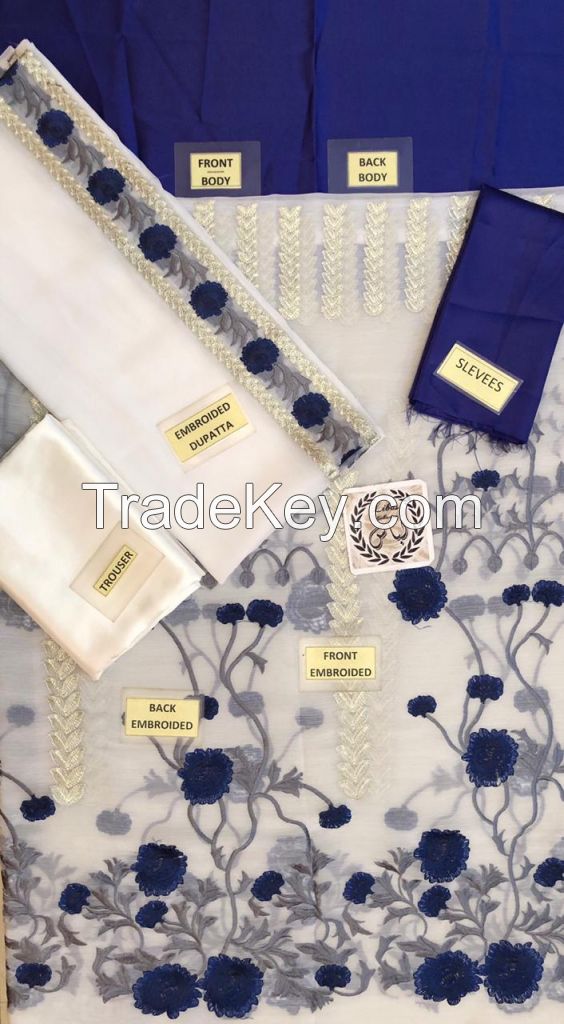 Beautiful Blue and White Indian embroidery suit for Her