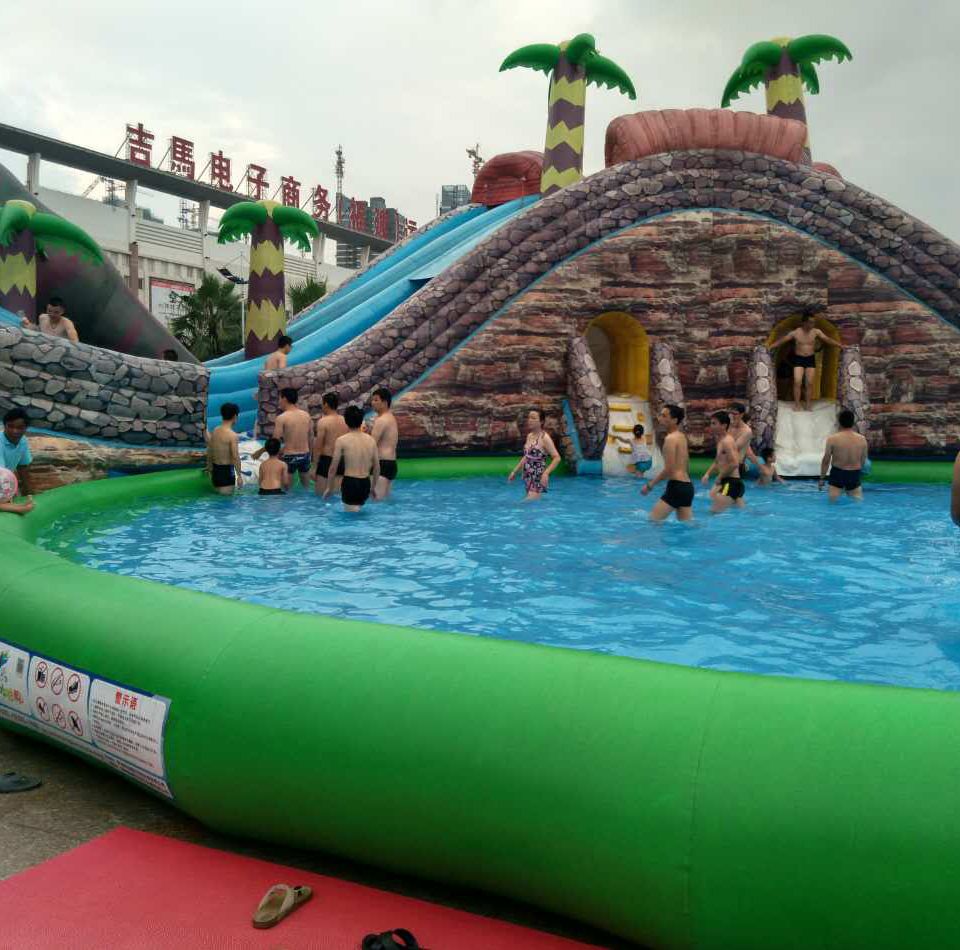 Amazing cheap best commercial Jurassic inflatable water park slides