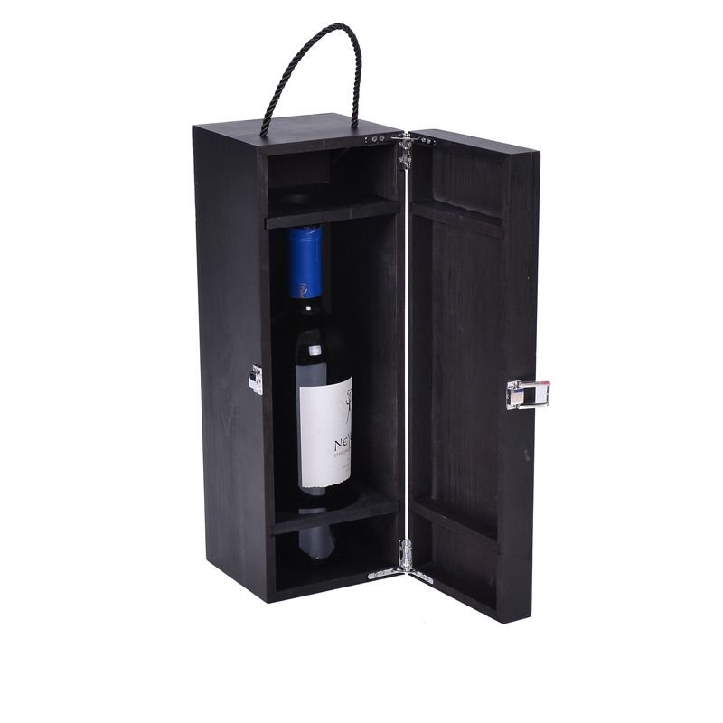 Black High Glossy Silver Logo wood gift box for wine