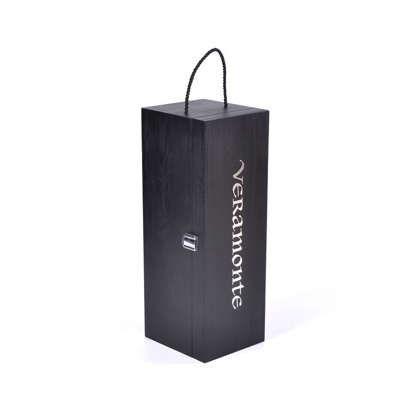 Black High Glossy Silver Logo wood gift box for wine
