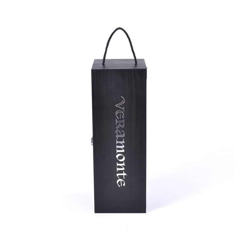 Black High Glossy Silver Logo wood gift box for wine