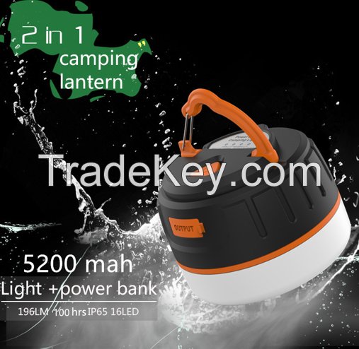 Senwok Led Camping Lantern 5000mah Power Bank, 440 Lumens Ip65 Waterproof Rechargeable Camping Lantern