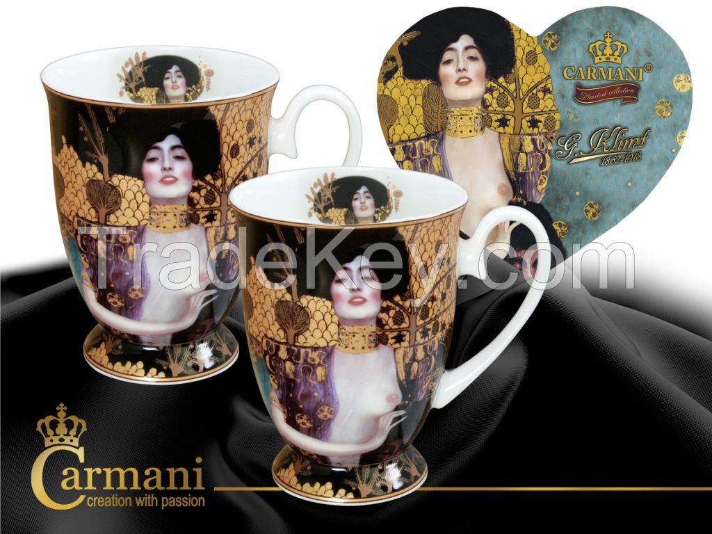 Set Of Mugs In Heart- Klimt- Judith And Holopherne