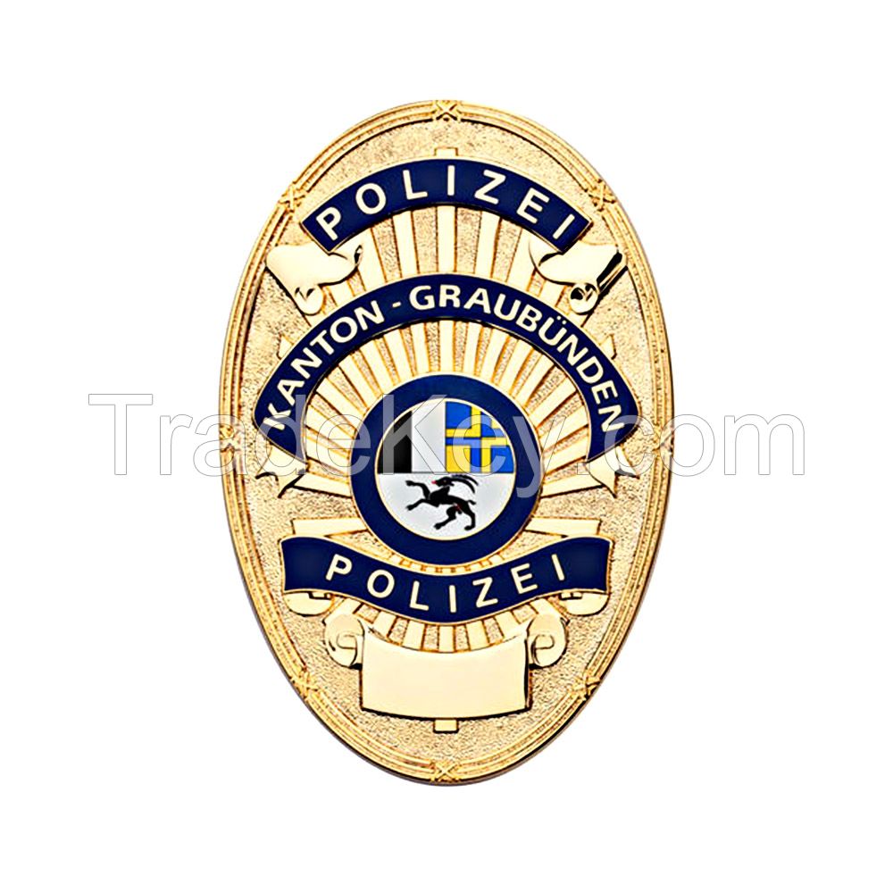 Custom Military Sheriff Army Enamel Police Metal Crafts For Clothing Lions Club Custom Pin Button Experienced China Factory Zinc Alloy Badge With Leather