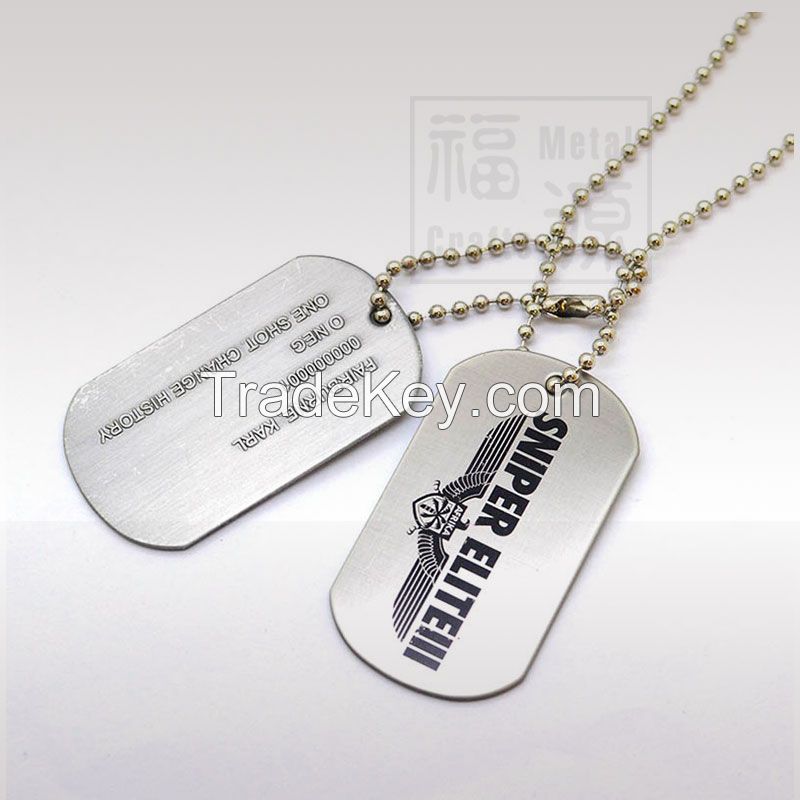 Wholesale Cheap Custom Metal Brass Stamped Embossed Logo Nickel Plated Xvideos Dog Tag For Sale