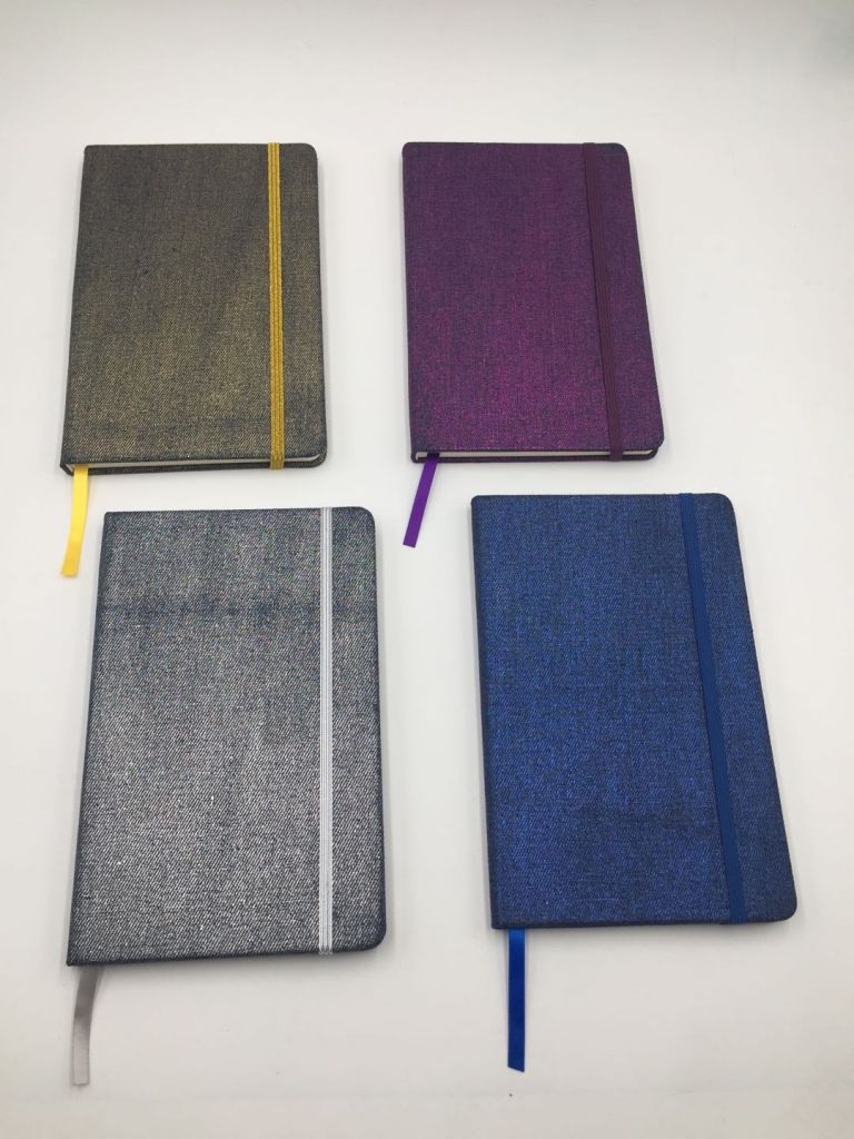 Office zipper closure writing fabric notebook with card slot and pocket from manufacturer