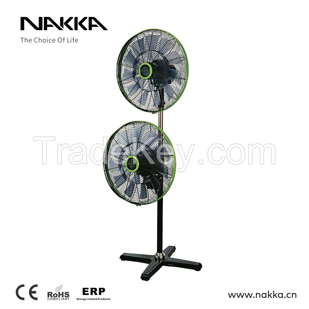 NAKKA 18 inch 450mm DC stand fan pedestal fan double head design , 36 baldes 