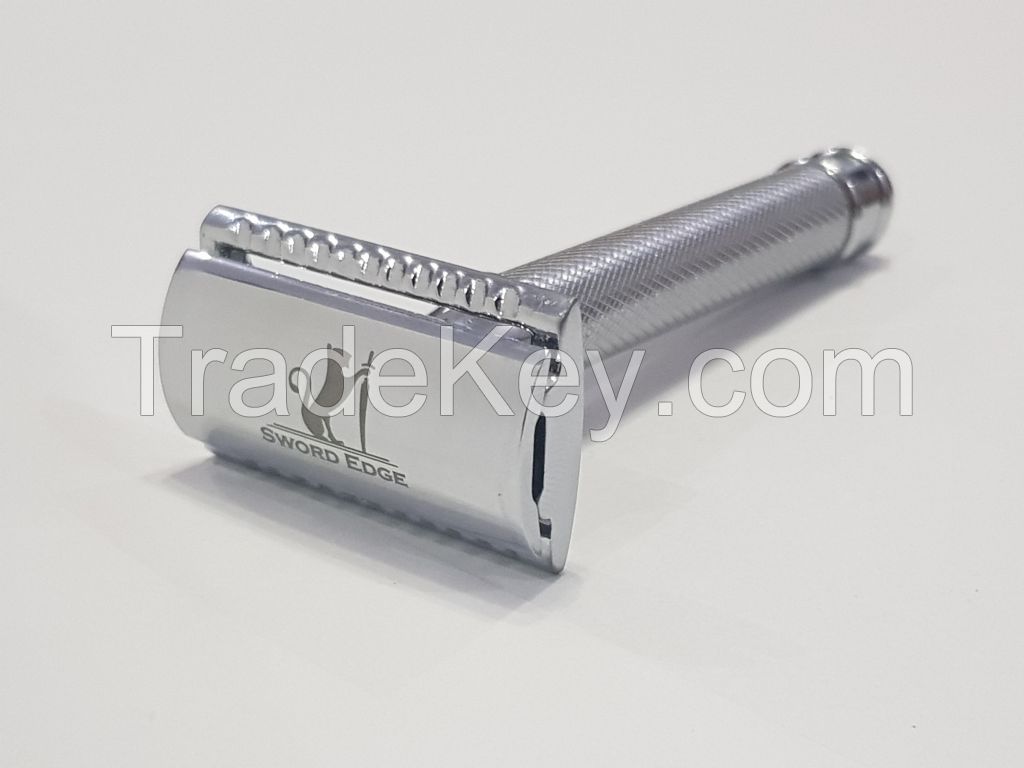 Sword Edge Heavy Duty Double Edge Safety Razor 80 Grams Pewter Head