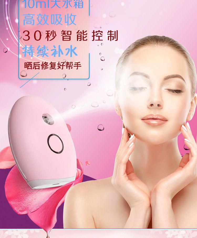 Hot Sale Handy Nano Water Facial Spray Ionic Facial Steamer with Mirror and Power Bank