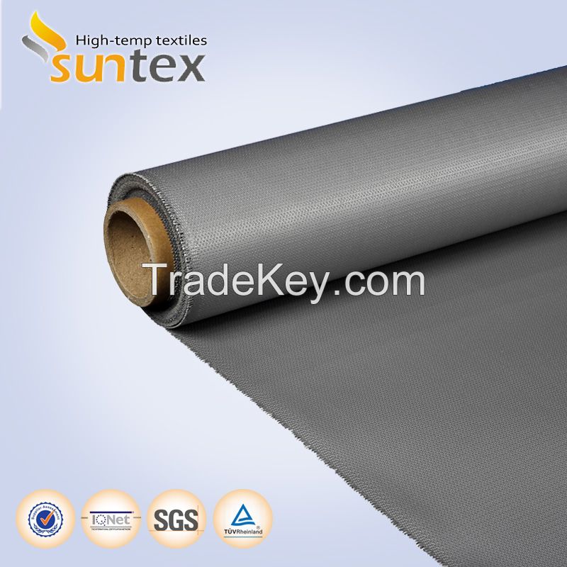 Grey heat resistant silicon coated glass fiber fabrics use for thermal insulation jacket