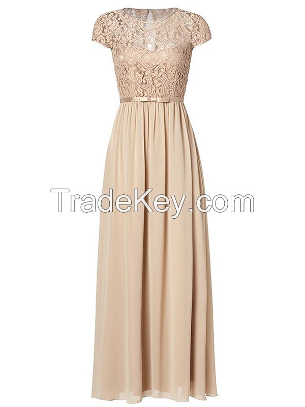 Ssyiz Cap Sleeves Long Chiffon Bridesmaid Dresses