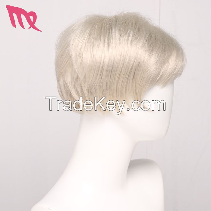 Beige Color Stock Wholesale Cheap Short Synthetic Hair Wigs For Cosplay