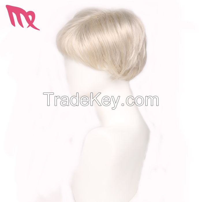 Beige Color Stock Wholesale Cheap Short Synthetic Hair Wigs For Cosplay