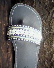 Pure leather jewelled sandals