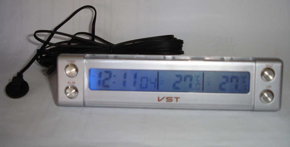 LCD In-door and out-door thermometer wall clock