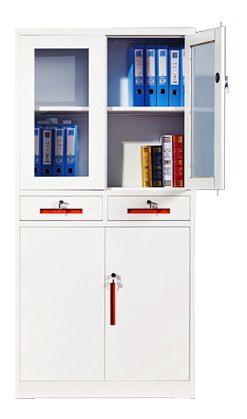 Glass door steel metal file storage cabinet with Drawer