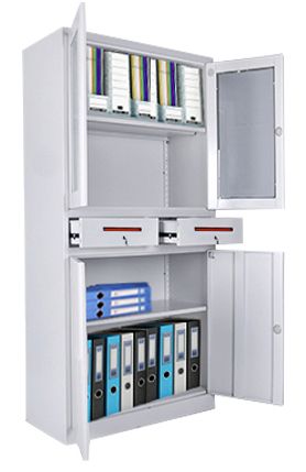 Glass door steel metal file storage cabinet with Drawer