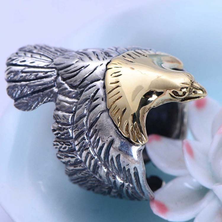 Mens Fashion Jewelry Sterling Silver Eagle Sculpture Skyhawk Ring (xh042519w)