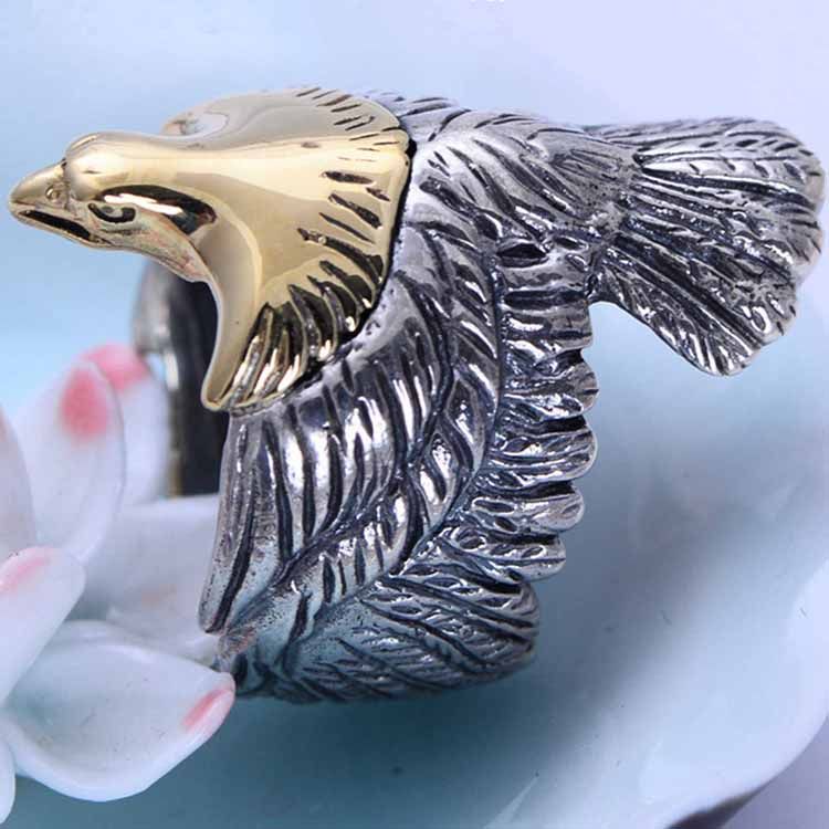 Mens Fashion Jewelry Sterling Silver Eagle Sculpture Skyhawk Ring (XH042519W)