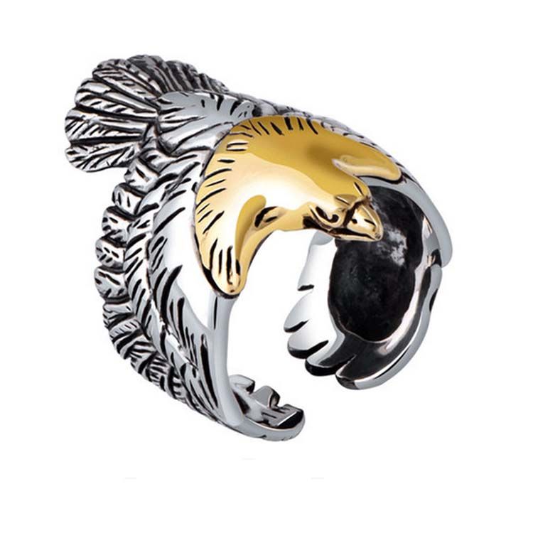 Mens Fashion Jewelry Sterling Silver Eagle Sculpture Skyhawk Ring (xh042519w)