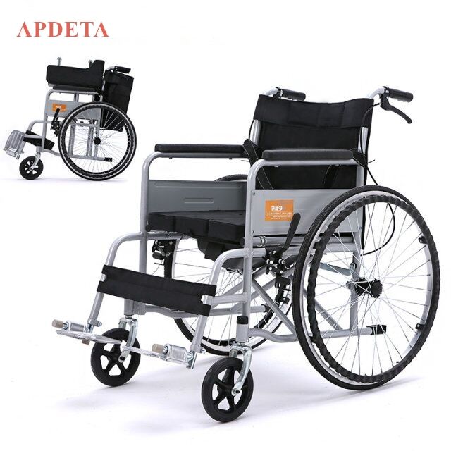 Hot selling portable manual wheelchair folding commode wheelchair for disabled