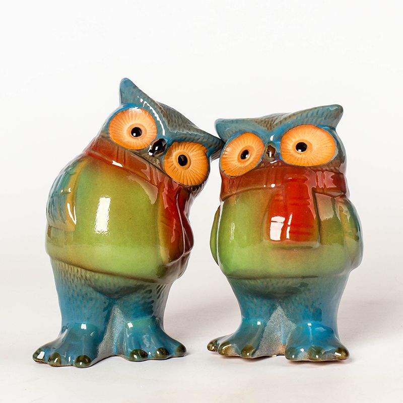 china ceramic home decorative Cartoon Chickabiddy ceramic owls candle holder