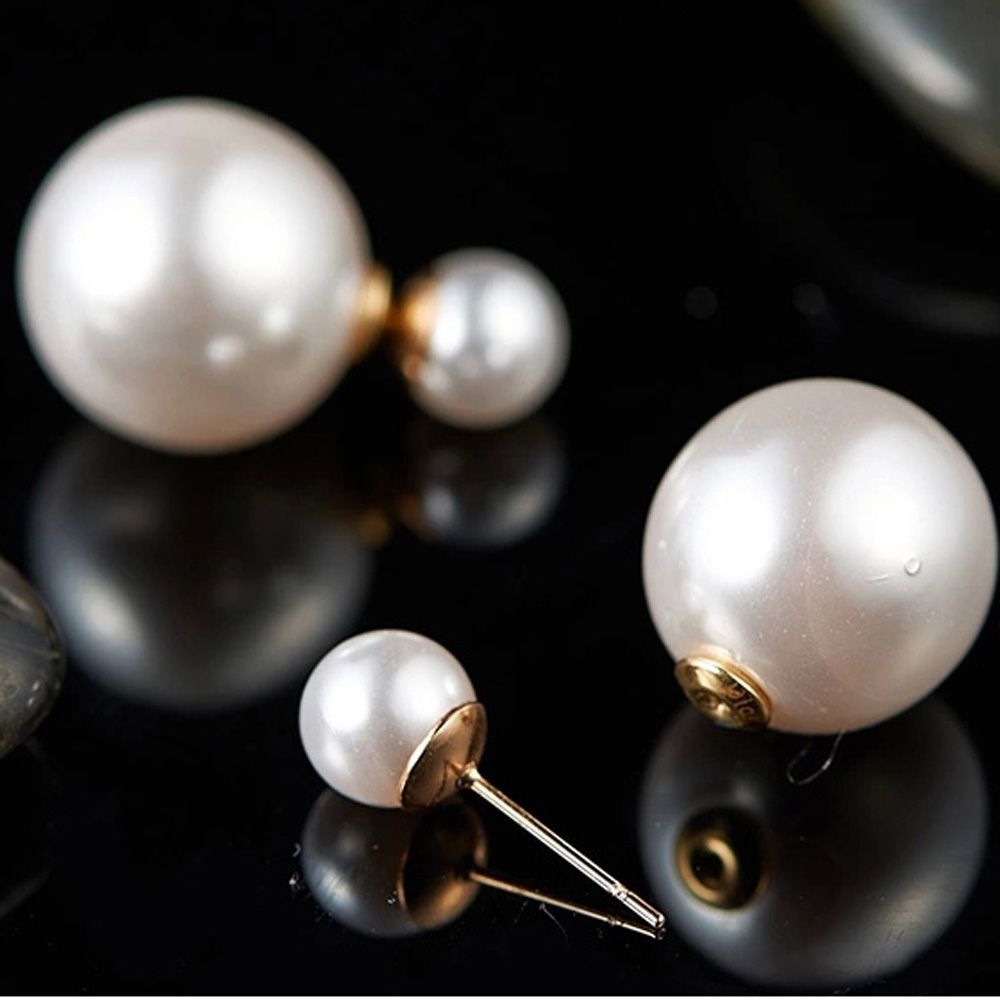 Double-faced Pearl Double Pearl Beads Stud Earring (eepearl02)