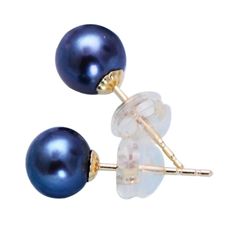 Round 6.5mm Natural Freshwater Pearl 18k Yellow Gold Stud Earrings(e20180103)