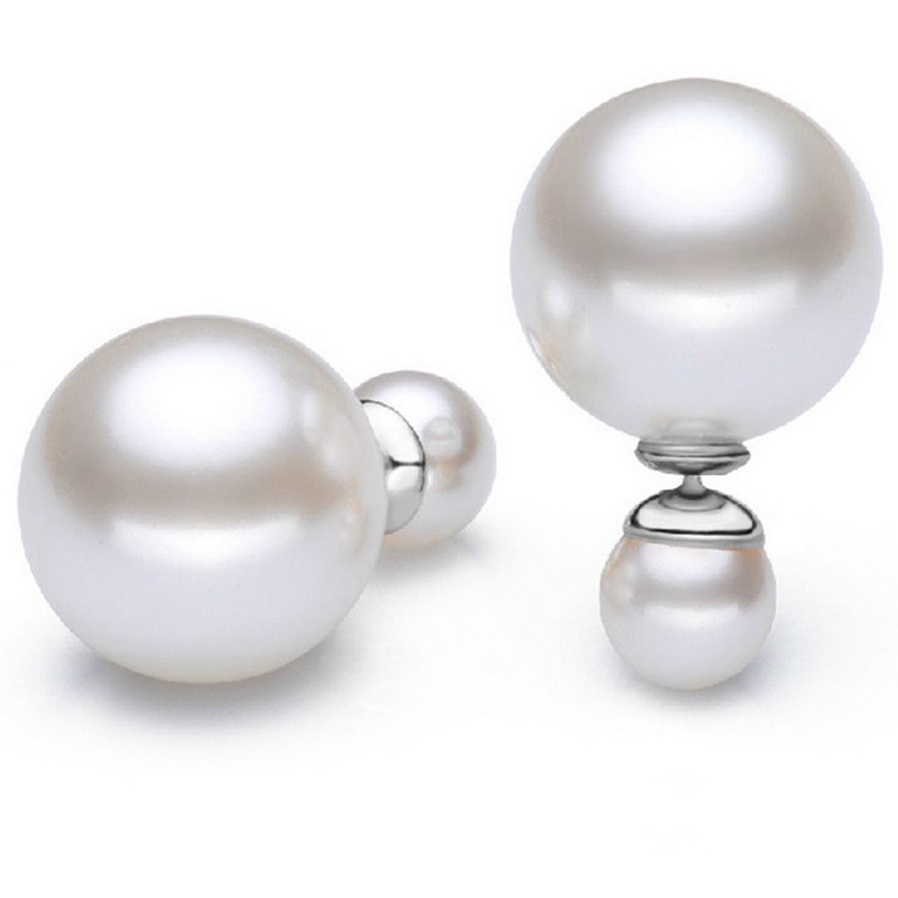 Double-faced Pearl Double Pearl Beads Stud Earring (eepearl02)