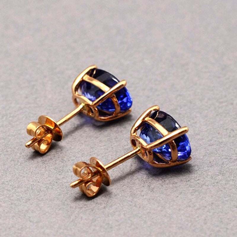 18k Rose Gold Oval Tanzanite Gem Stud Earrings For Women Wedding Jewelry ( Ke002rose)