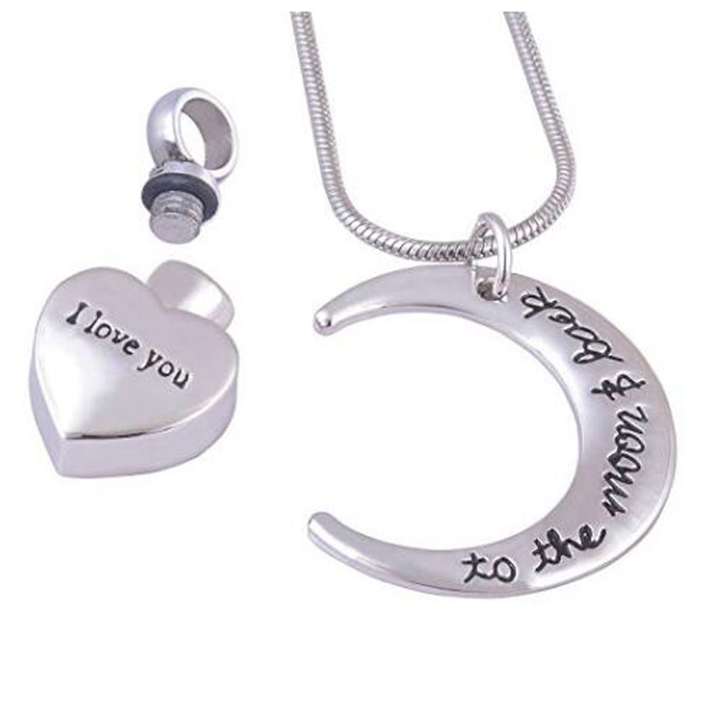 I Love You to the Moon and Back Urn Necklace for Ashes Memorial Keepsake Cremation Pendant Jewelry