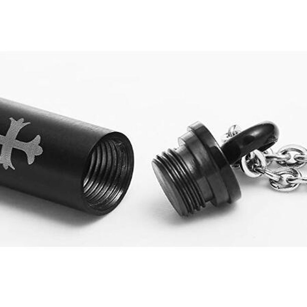 Men's 316 L Stainless Steel Cross Bullet Pendant Necklace Ashes Cremation Pendant Jewelry Keepsake