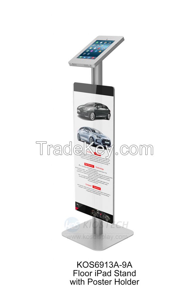 KOS6913A-9A Floor standing iPad kiosk with poster holder